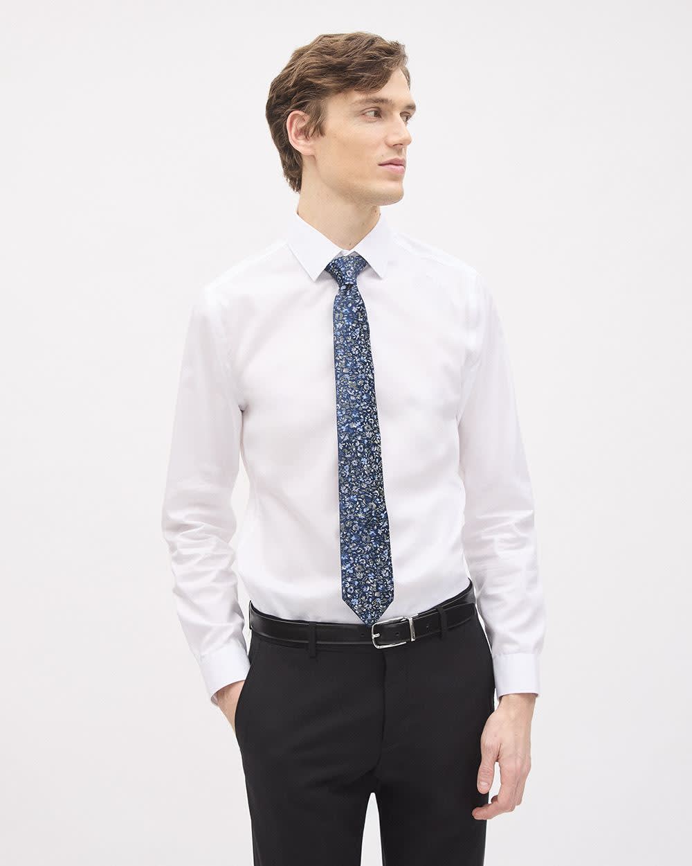 Blue Regular Tie with Floral Pattern