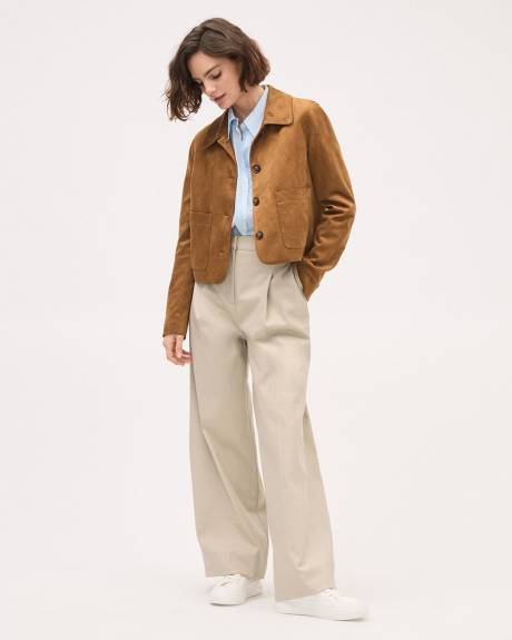 Twill High-Rise Wide-Leg Pant