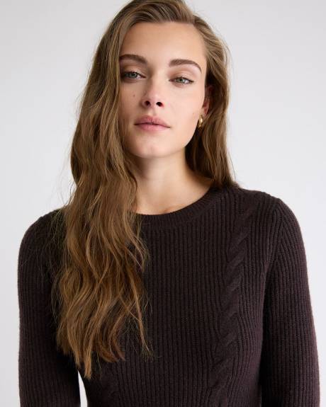 Long-Sleeve Crew-Neck Mini Sweater Dress