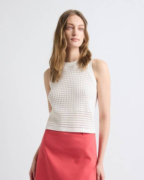 Pull Court Crocheté Sans Manches