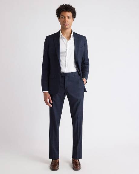 Slim-Fit Navy Checkered Suit Pant
