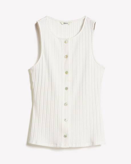 Haut C&ocirc;tel&eacute; Boutonn&eacute; Sans Manches &agrave; Col Rond