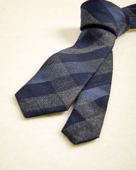 Wide blue check tie