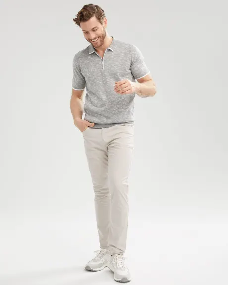Zipped Short Sleeve Polo With Coloured Accents