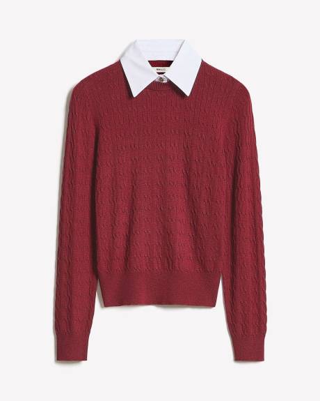 Pull à Manches Longues avec Col Chemisier Amovible