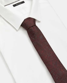 Regular Burgundy Tie with Grey Floral Pattern