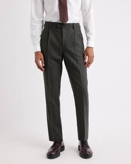 Pleated Tapered-Leg Tweed Suit Pant