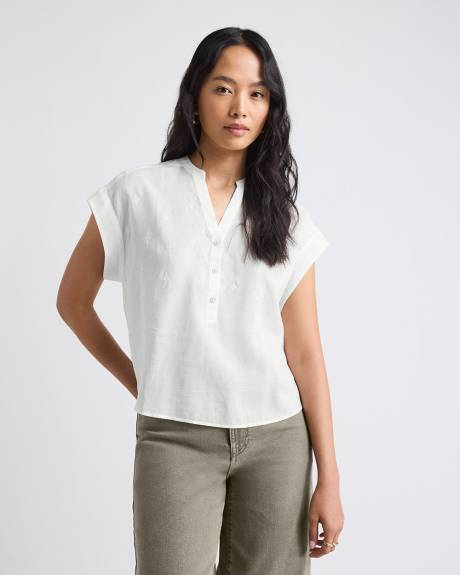Blouse &agrave; Manches Tr&egrave;s Courtes et Col V