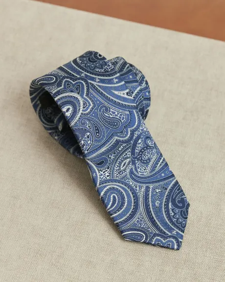 Cravate Régulière à Motif Floral Bleu et Sarcelle
