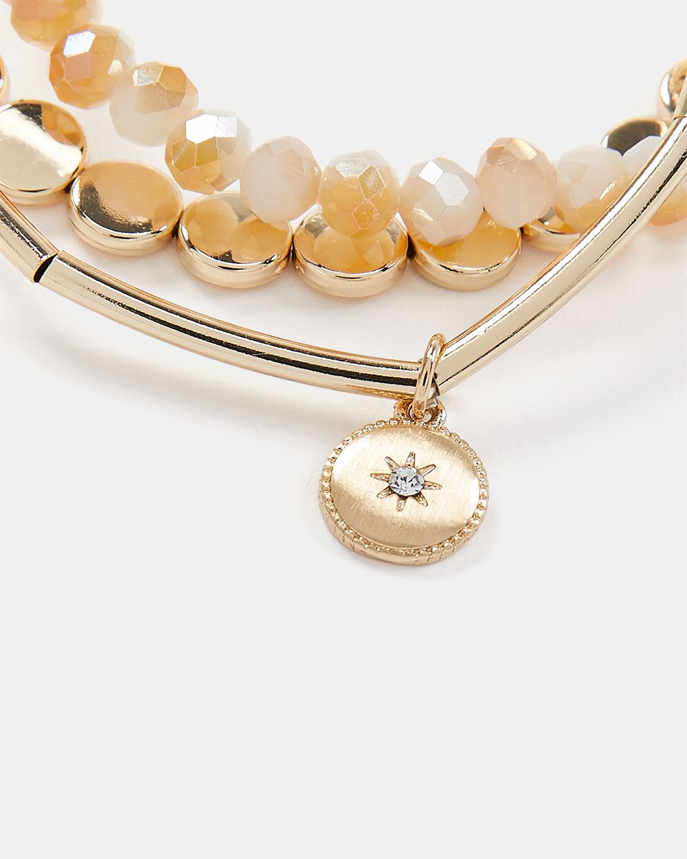 Bracelet en Élastique Métallique avec Perles en Verre - Lot de 3