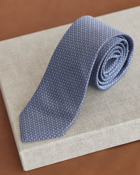 Cravate Régulière Bleue à Motif Géométrique Circulaire