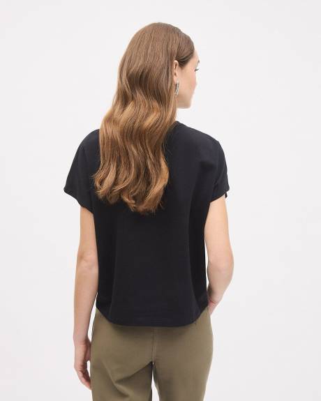 Haut &agrave; Manches Tr&egrave;s Courtes et Col Rond avec Motif &agrave; Oeillets