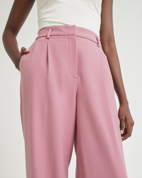 Dusty Pink High-Waist Wide Leg Pant with Pleats - 33"