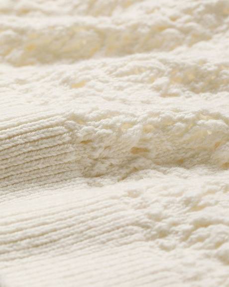 Cardigan Court à Manches Longues en Mailles de Fantaisie