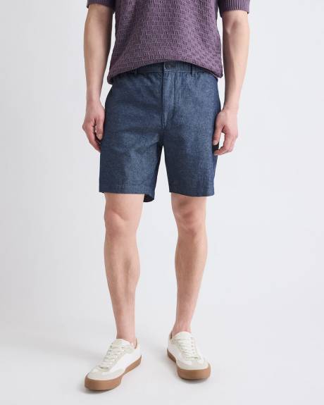 Linen-Blend Short with Elastic Waistband