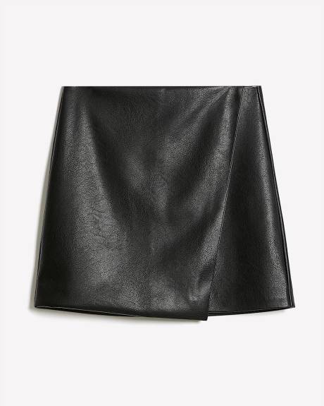 Jupe Mini Croisée en Faux Cuir