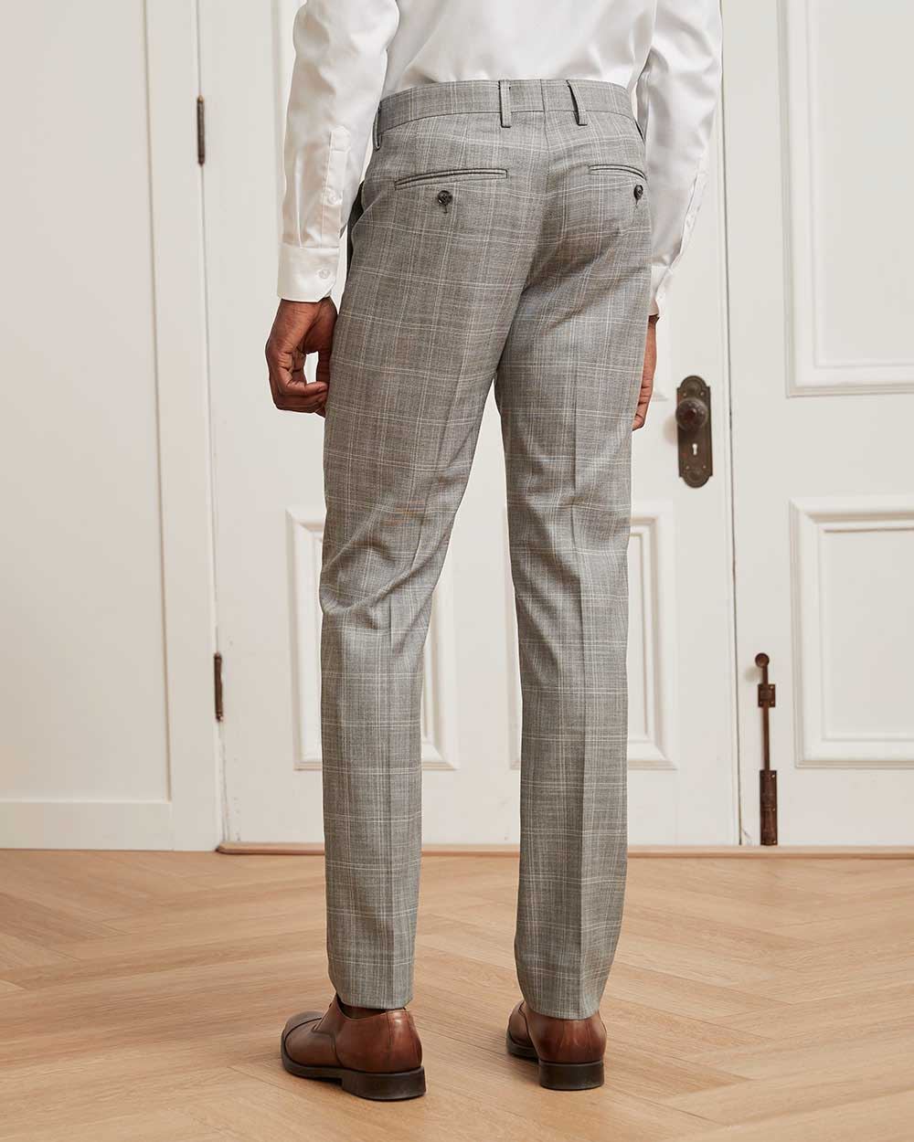 Grey Checkered Suit Pant