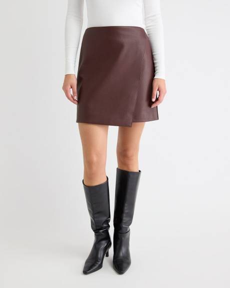 Faux Leather Mini Wrap Skirt