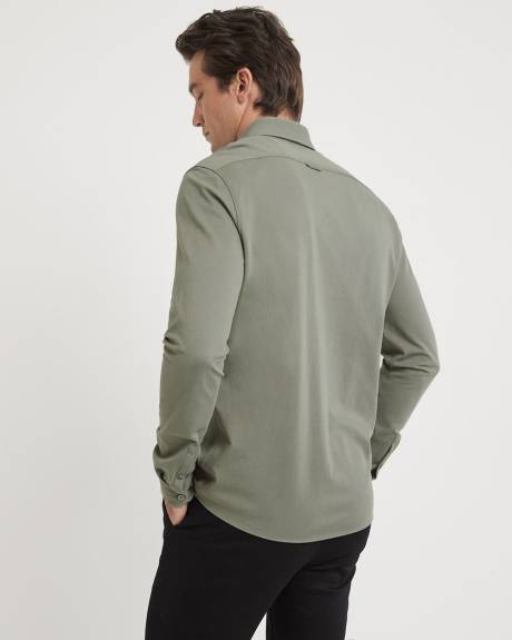 Long-Sleeve Piqu&eacute; Cotton Shirt