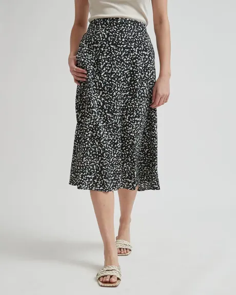 Floral High-Waisted A-Line Midi Skirt