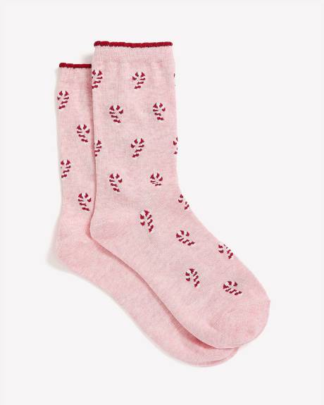 Crew Socks with Candy Canes