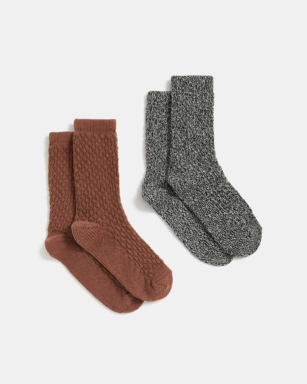 Textured Knit Socks - Two Pairs