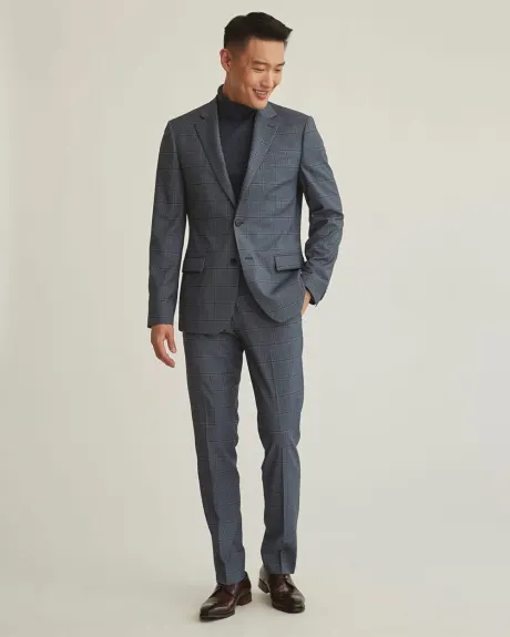 Slim Fit Medium Blue Windowpane Suit Pant