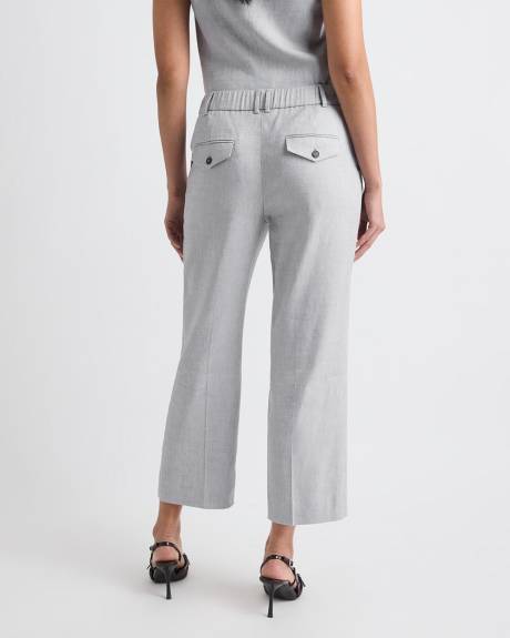 Straight-Leg Mid-Rise Grey-Linen Ankle Pant