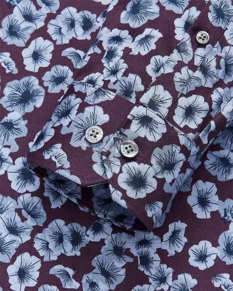 Regular Fit Blue Flower Print Dress Shirt