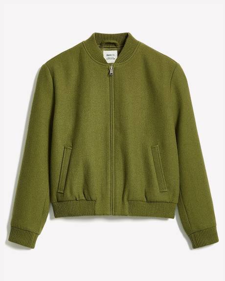 Wool-Blend Zip-Up Bomber Jacket
