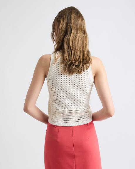 Pull Court Crocheté Sans Manches