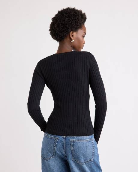 Pull &agrave; Manches Longues avec Boutons et Col V