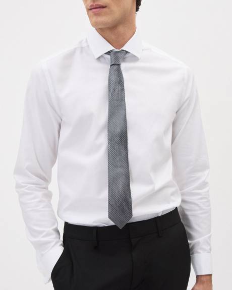 Grey Skinny Tie with Geometric Pattern