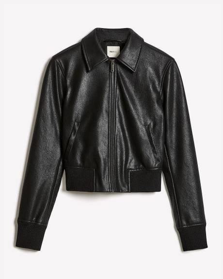 Faux Leather Bomber Jacket