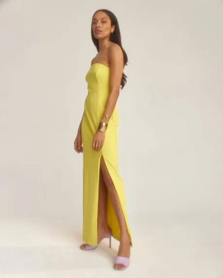 Knit Crepe Fitted Sleeveless Gown with Cutout at Back
