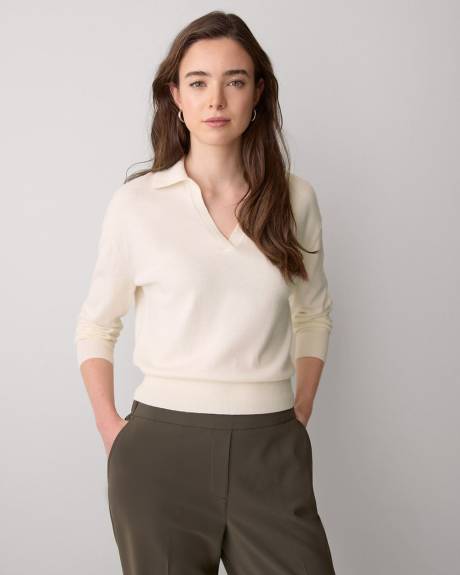 Polo &agrave; Manches Longues en M&eacute;lange de Laine