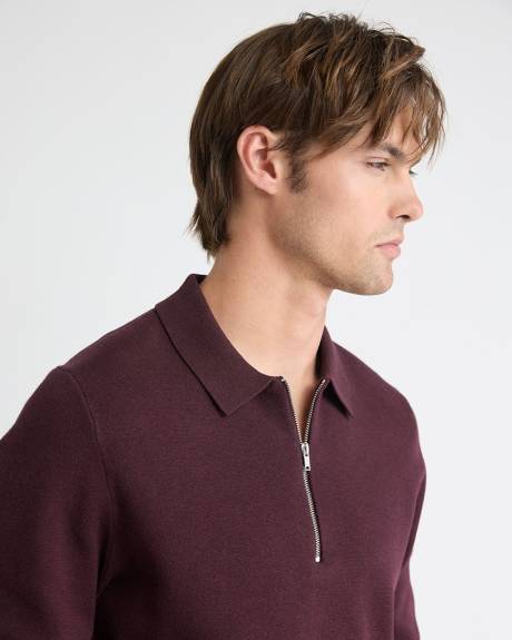 Long-Sleeve Half-Zip Polo Sweater