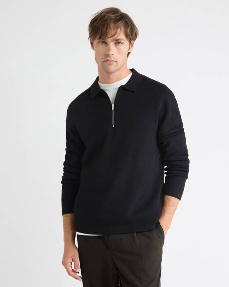 Long-Sleeve Half-Zip Polo Sweater