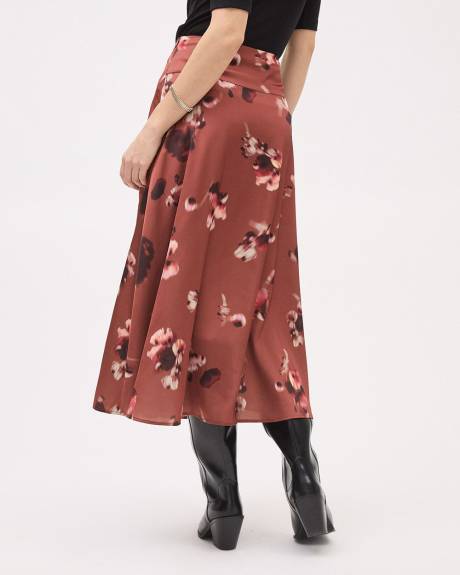 Satin High-Rise Flare Maxi Skirt