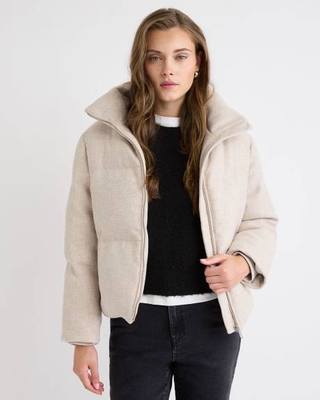 Short Wool-Blend Puffer Jacket