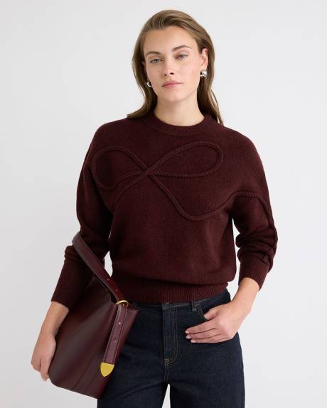 Long-Sleeve Crew-Neck Bow Sweater