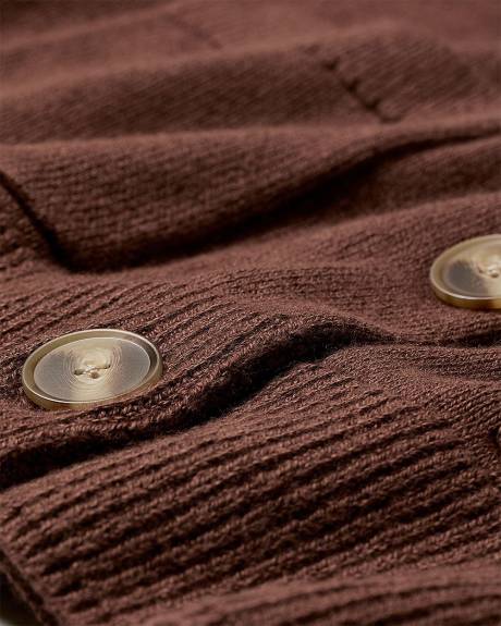 Cropped Boxy Merino-Blend Cardigan with Pockets