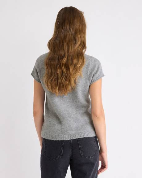 Wool-Blend Cap-Sleeve Crew-Neck Boxy Sweater