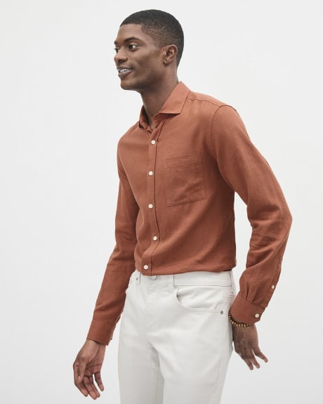 Regular-Fit Long-Sleeve Linen-Blend Shirt