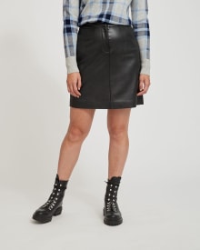 High-Waisted Faux Leather A-Line Skirt - 19.25"