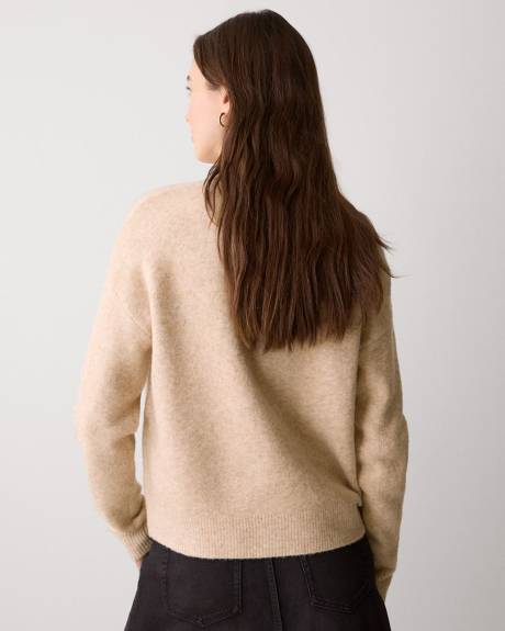 Long-Sleeve Crew-Neck Sweater with Embroidered Pattern
