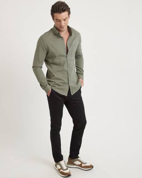 Long-Sleeve Piqu&eacute; Cotton Shirt
