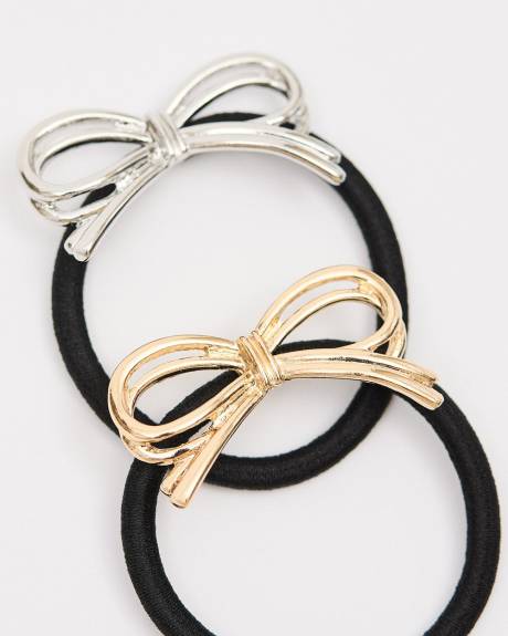 Hair Elastics with Bow - Set of 2