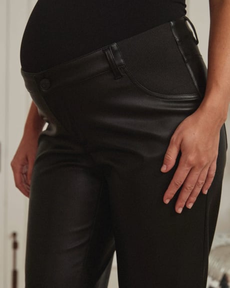 Faux Leather Straight Ankle Pant - Thyme Maternity