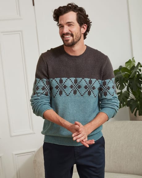 Fairisle Jacquard Crew Neck Pullover Sweater